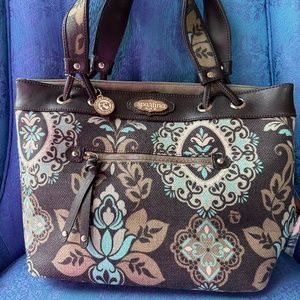 Spartina 449 Like New Bag Daufusklie Island, Leather/Linen